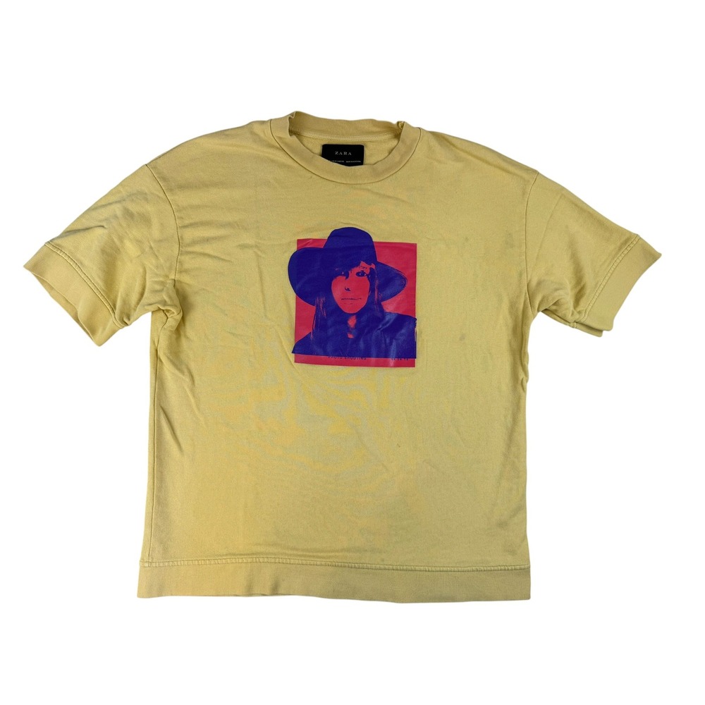 Zara M Graphic Tee Pop Art Streetwear Cotton Yellow Portrait Shirt